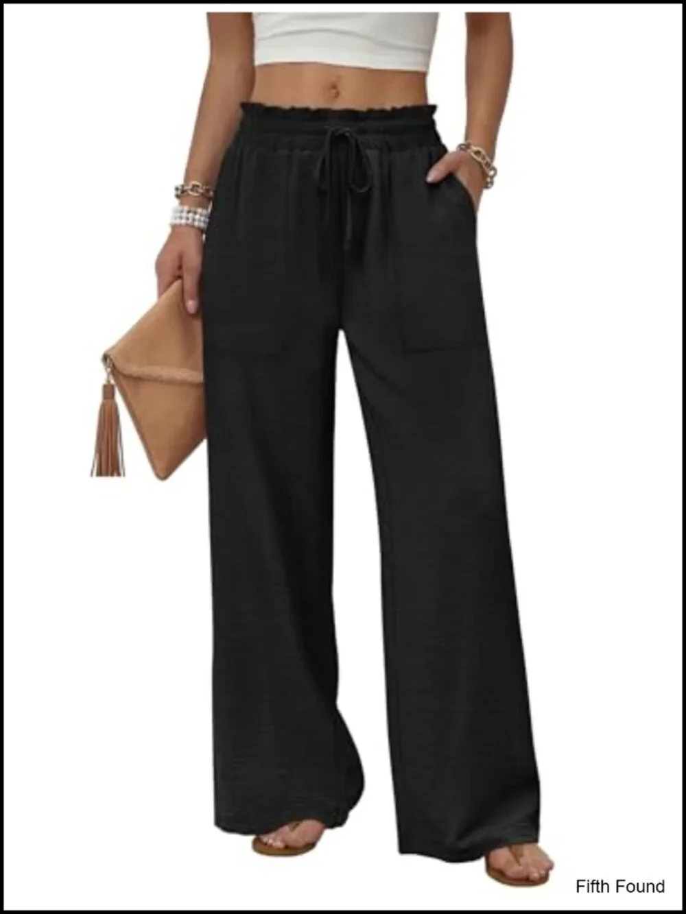 Wide Leg Pants with Pockets Drawstring Loose Trousers Business Work Summer